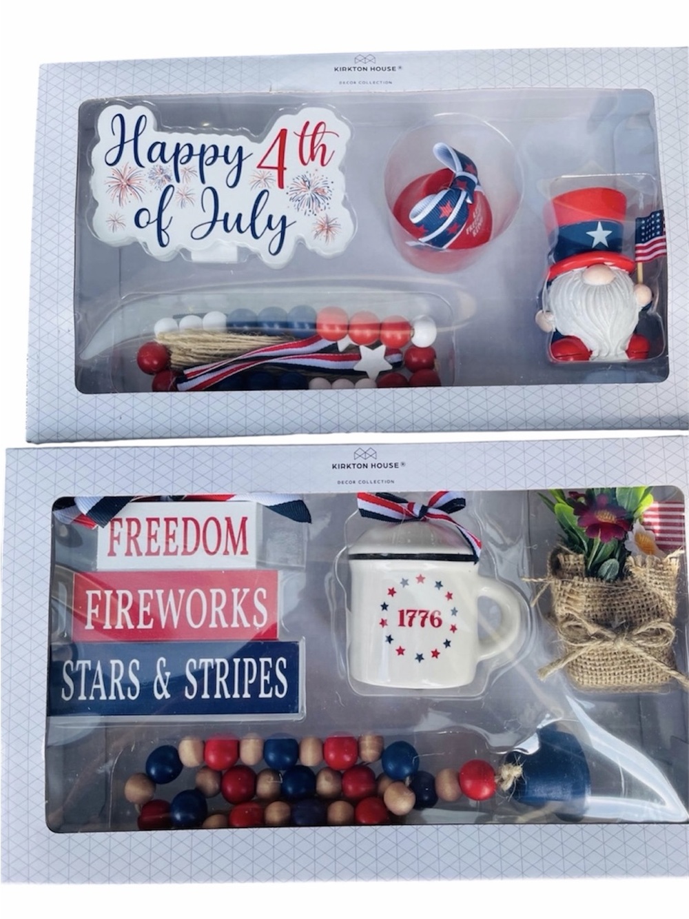 Kirkton House Americana 4th of July Tray Objects Tier Tray Set of 2